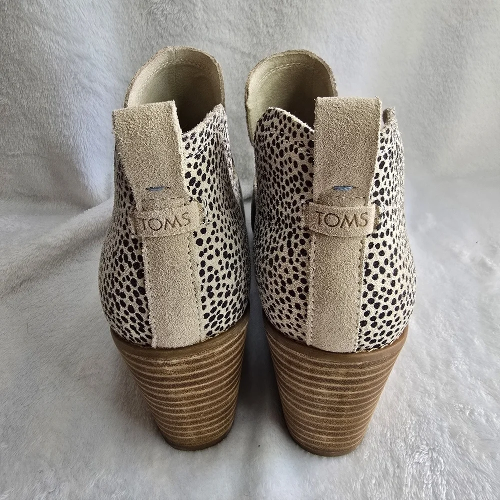 TOMS Kallie Mini Cheetah Suede Wedge Booties, Womens Size 10